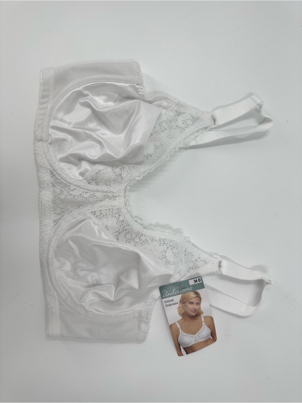 NWT Unlined Underwire Lace Full-Coverage Bra - White Size 34D